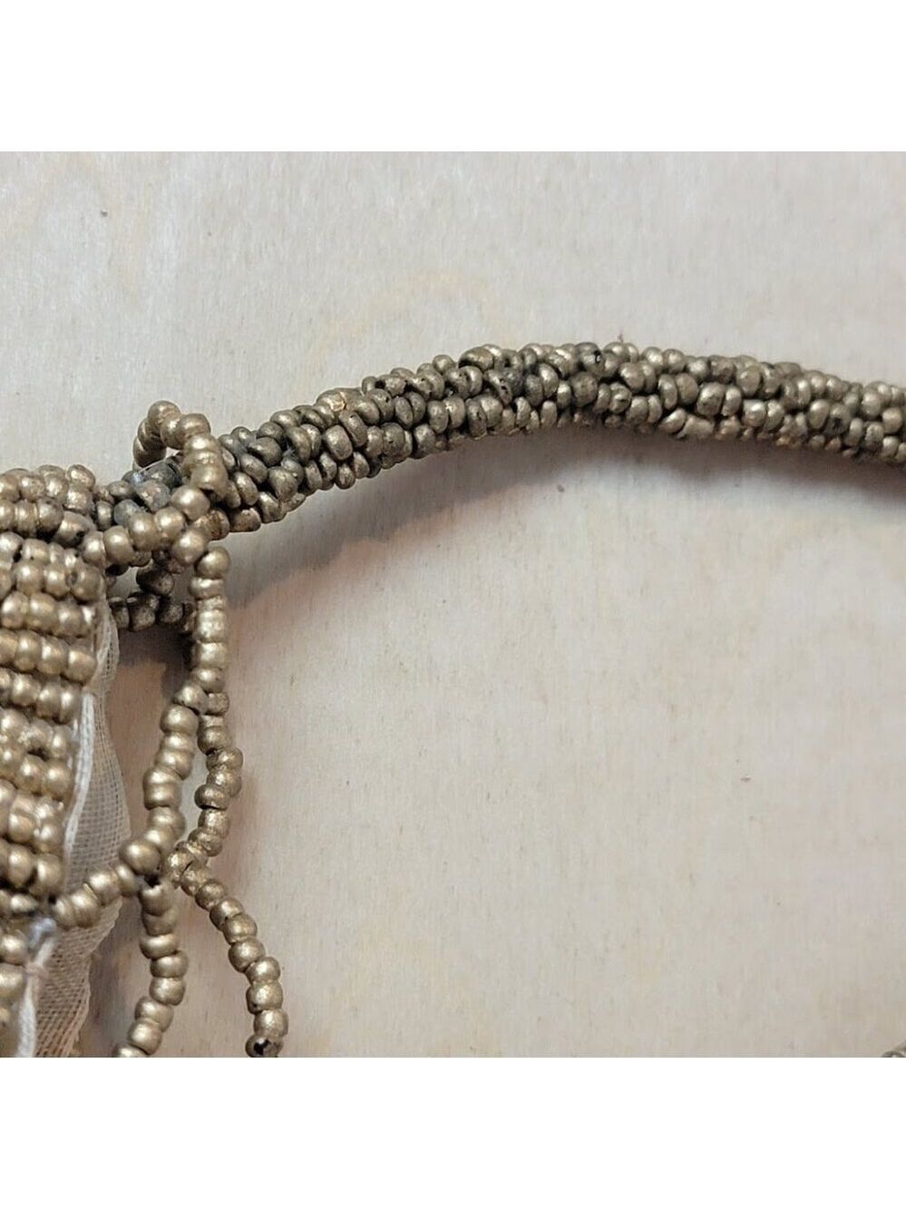 1990s Gold Beaded Crochet Pouch Crossbody Bag - Super Cute - Picture 7 of 12